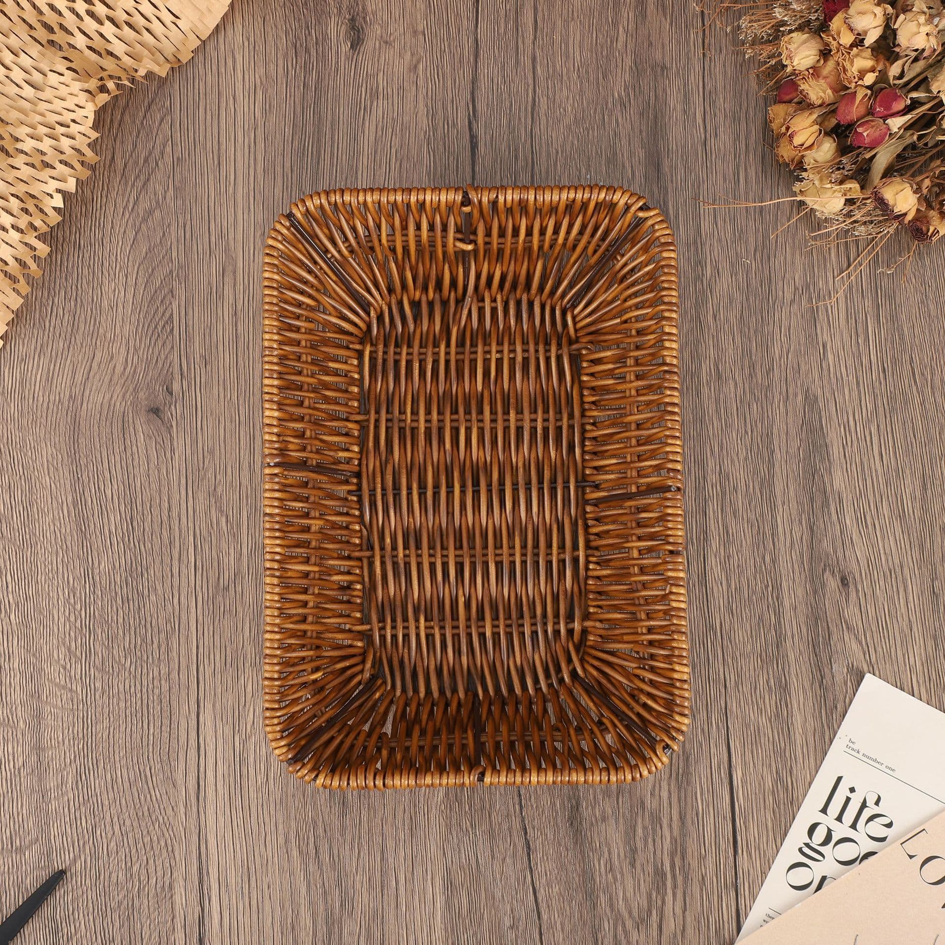 TEMU Rattan Tray Fruit Basket Bread Basket Fried Food Bread Box Afternoon Tea Snack Plate