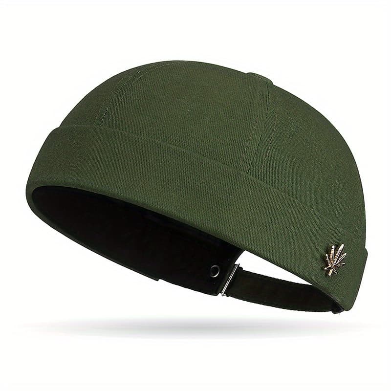 TEMU New Maple Leaf Metal Logo Brimless Tang For Men And Women, Hip-hop Landlord Hat