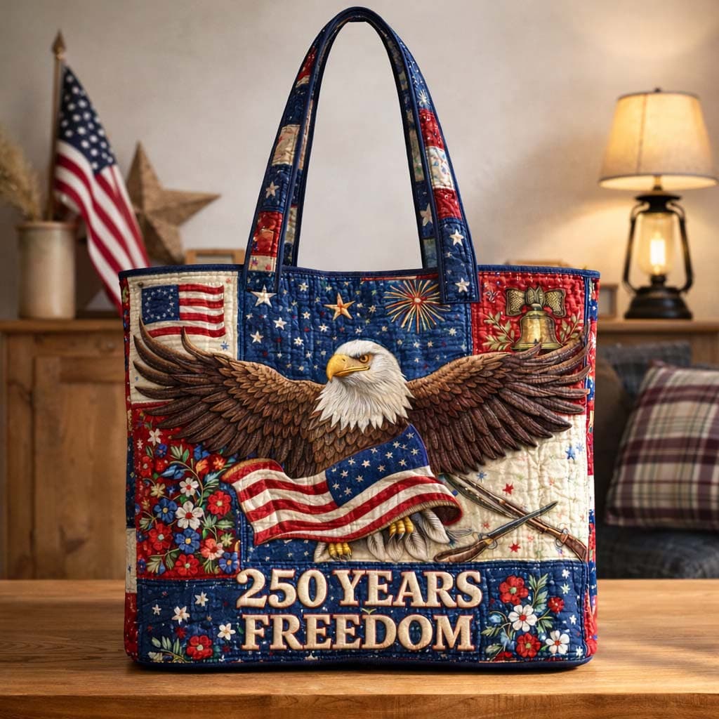 TEMU Men' & Women' 250th Anniversary Eagle Quilted Handbag - Multicolor Suitable For Travel, Vacation, Daily Use, Unisex With , Hand Washable , Casual & Special Occasion Carryall