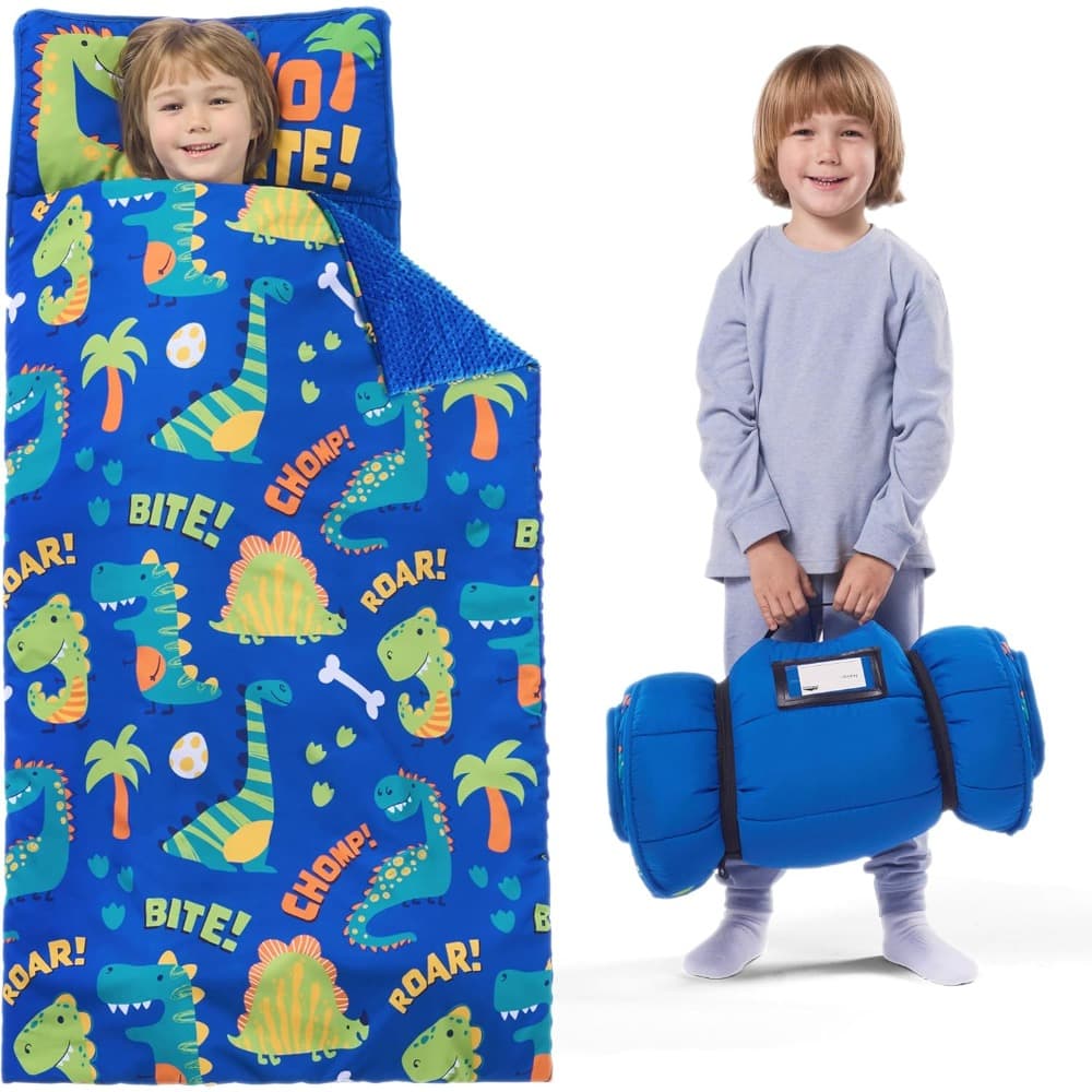 TEMU Sleeping Bag For Kids 55''x30'' With Removable Pillow And Blanket For Children Ages 3+, Roll Up Sleeping Bag For Boys Girls, Kindergarten Daycare Sleepover