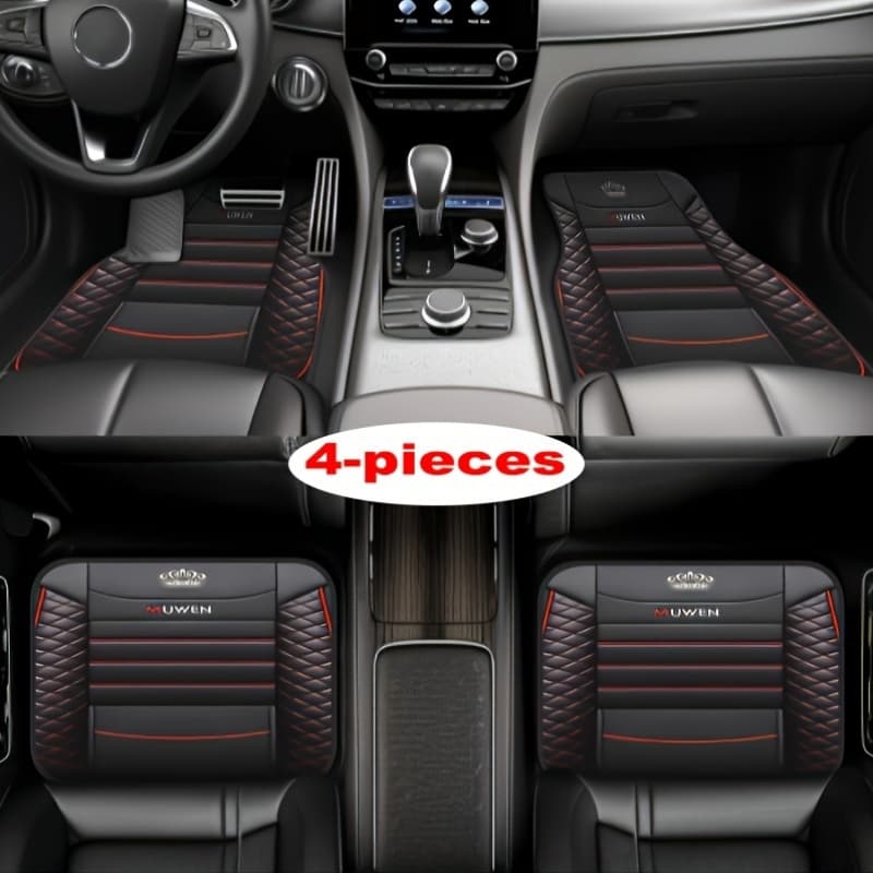 TEMU Suitable For All Car Models, 4pcs Set Black And Pattern Car Anti-slip Mats, Car Floor Mats With Anti-slip Base, Easy-to-clean Car Interior Accessories