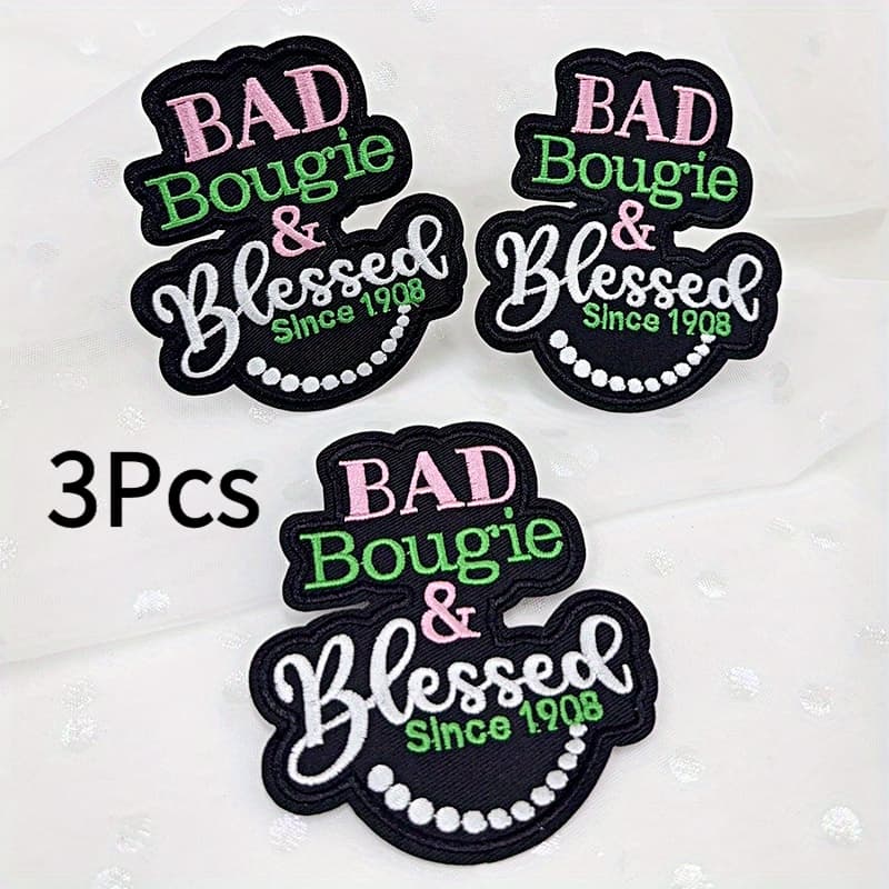 TEMU Set Of 3 Rust Patches, Ideal For Trucker Hats, Denim, Coats, And Bags - Bad Bougie And Blessed Since 1908 Decorative Rust Design, Colorful Retro-style Patch, Easy To Apply, Long-lasting Material