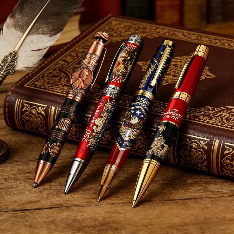 TEMU 250th Anniversary Pen Of The United States - Edition 1776-2026 Commemorative Writing Instrument, Vintage Snap Closure Suitable For Collectors, History & Office Use, Random Style