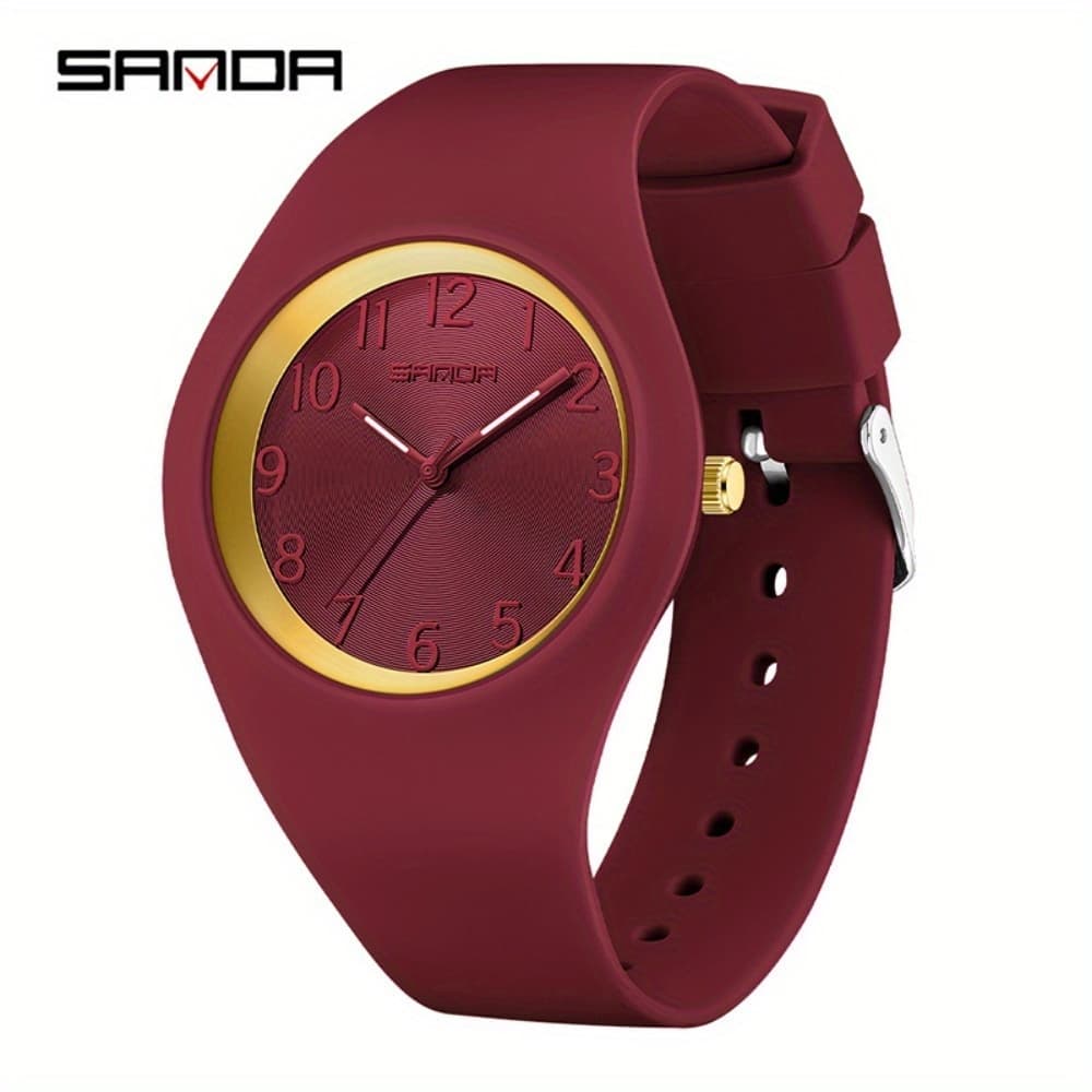 TEMU 1pc [ultra-thin Quartz Watch Elegant ] Ultra-thin Women's Quartz Watch - Elegant Black -tone Accents, Soft Silicone Strap & - Ideal For Teens, Students - Perfect Birthday Or Holiday Gift