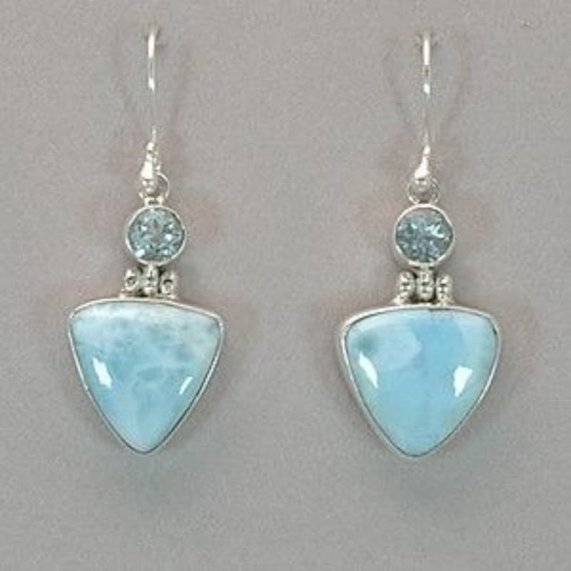 TEMU 2pcs Exquisite Triangular Blue Stone Dangle Earrings Boho Artisan For Beach Wedding Vacation Date Night Add Unique Jewelry For Who Embrace Natural And