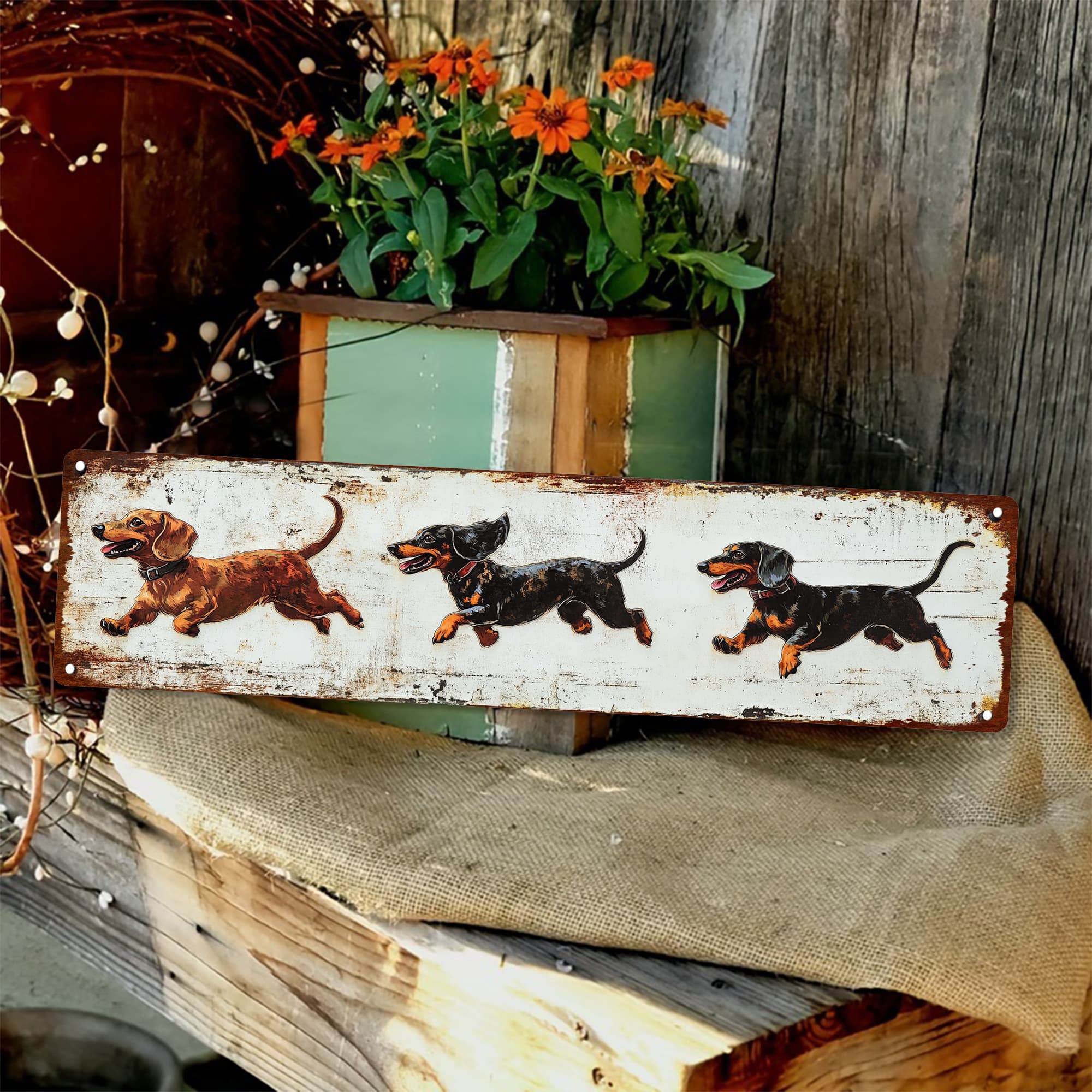 TEMU Vintage Dachshund Metal Tin Sign | 1pc, 4x16 Inches | Metal | Rustic, Whimsical | Home & Bar Wall Decor, Cafe, Garage, Farmhouse | Gift For Dog Lovers, Farmhouse Decoration | Rustic