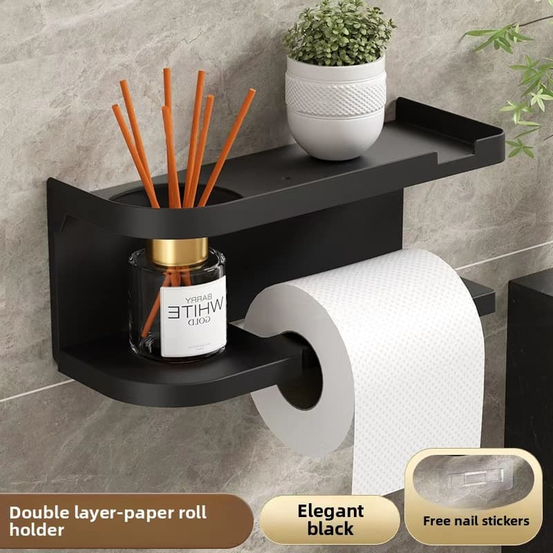 TEMU 1pc Self-adhesive Wall-mounted Toilet Paper Holder, Bathroom Organizer, | Modern Bathroom Decor | Suitable For Environments, Bathroom Storage And Organization