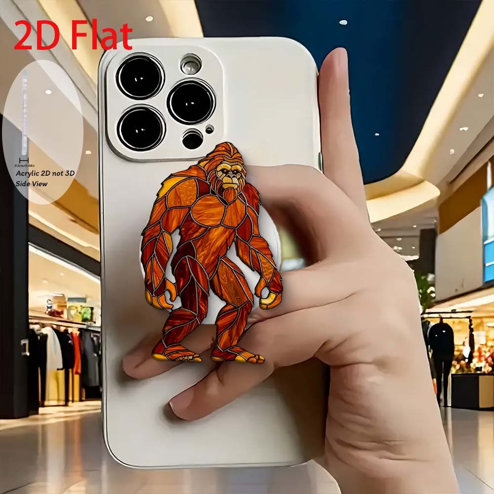 TEMU 2d Flat Fashion Painted Gorilla Acrylic Retractable Phone Holder, Pop- Holder