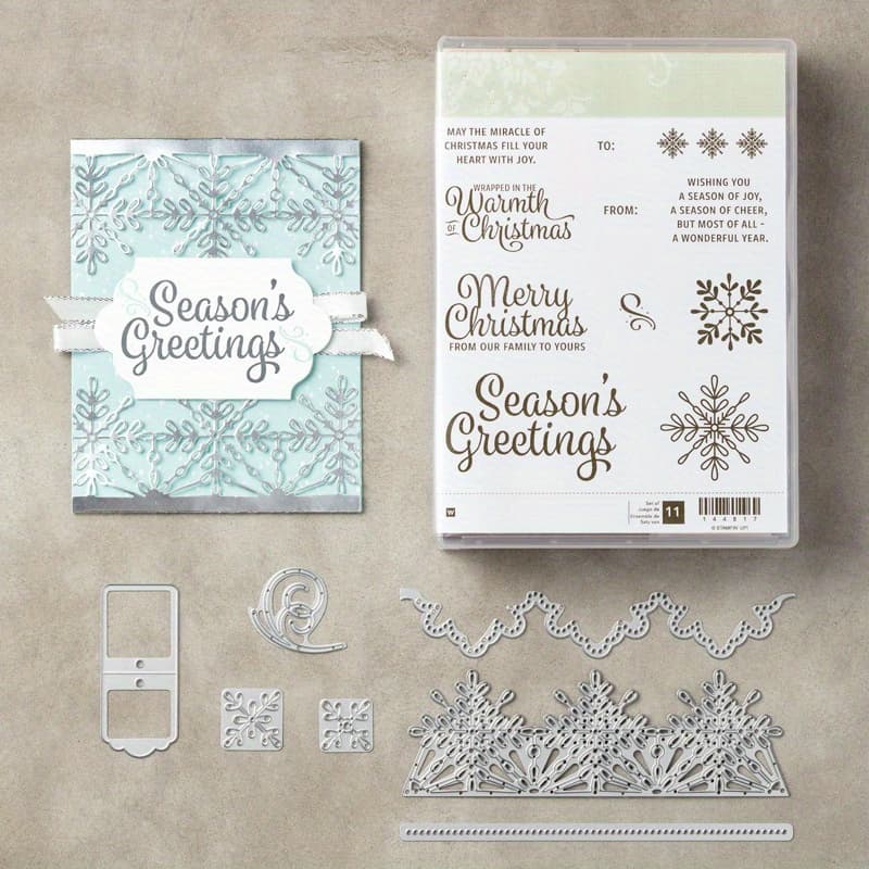 TEMU Set Of Metal Cutting Dies And Clear Stamps Featuring Christmas Snowflakes, Perfect For Scrapbooking And Card Creation