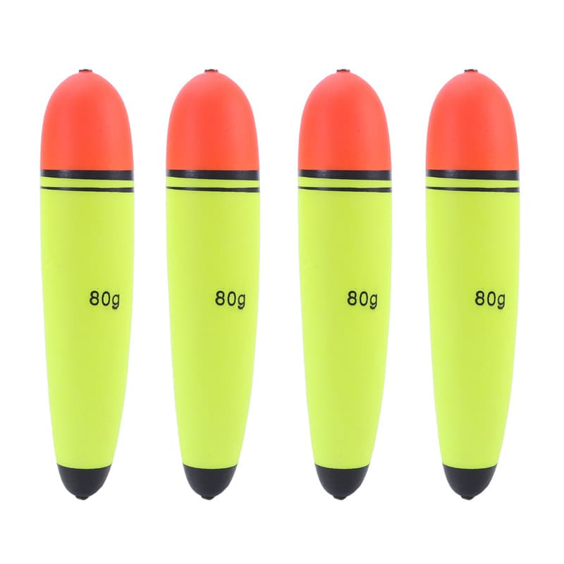 TEMU 4pcs Rock Fishing Long-casting Through-wire Floats- Big-bellied Design, 20g/ 50g/ 80g Weights, Fishing Slip Bobbers, Essential Fishing Floats