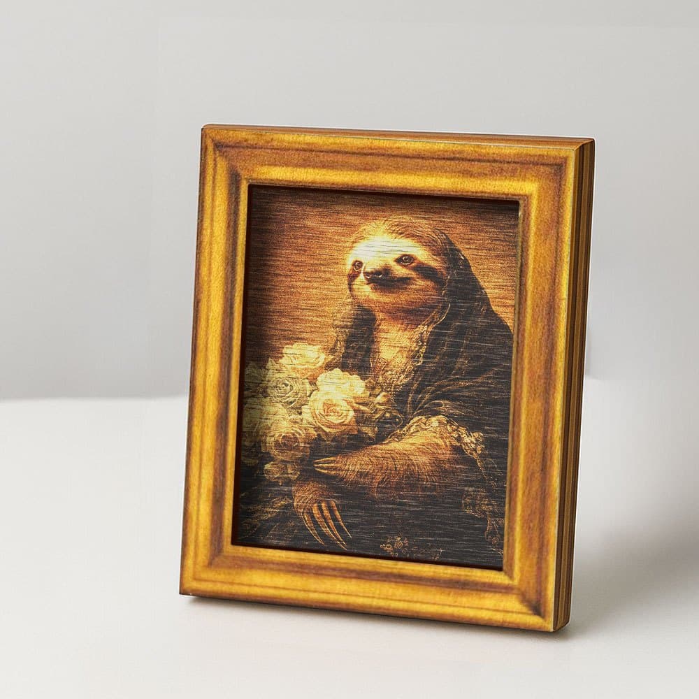 TEMU An Elegant Sloth Fridge Magnet, A Mini Wooden Decorative Painting Featuring A Vintage Sloth And , Wooden Fridge Magnet, Home Decor And Gifts, Creative , (back Is Full Of Magnet)