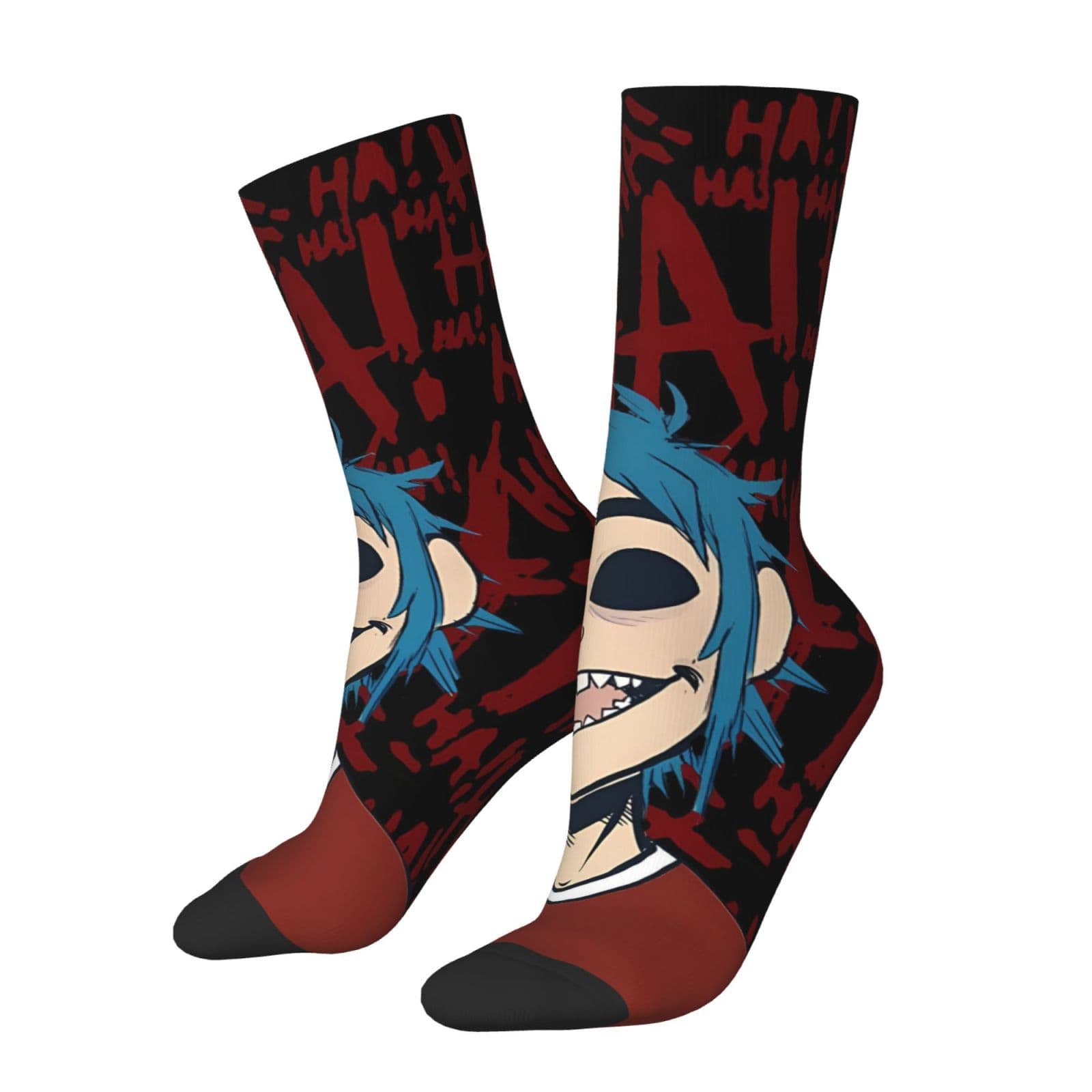 TEMU 1 Pair Unisex Fashion Happy Pattern 3d Digital Printed Socks, Novelty Crew Socks, Polyester & Spandex Blend For Men And Women Gifts thumbnail 2