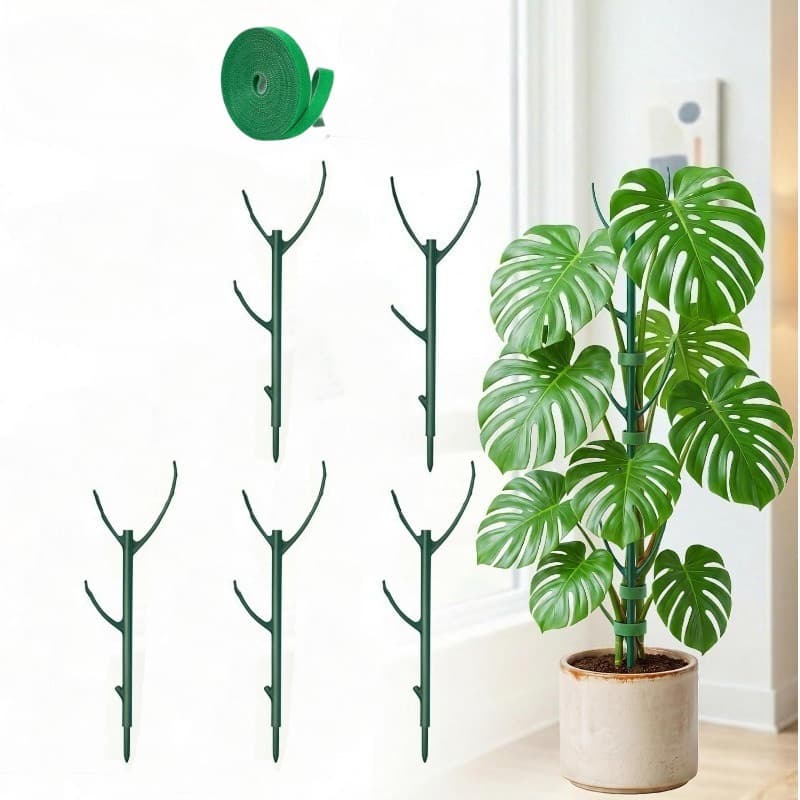 TEMU 6-pack Support Poles, 5 Support Frames And 1 Roll Of, Stackable High Poles With Ties, Designed For Climbing Plant Stem Support - Durable Trellis- Stakes For Outdoor Gardening