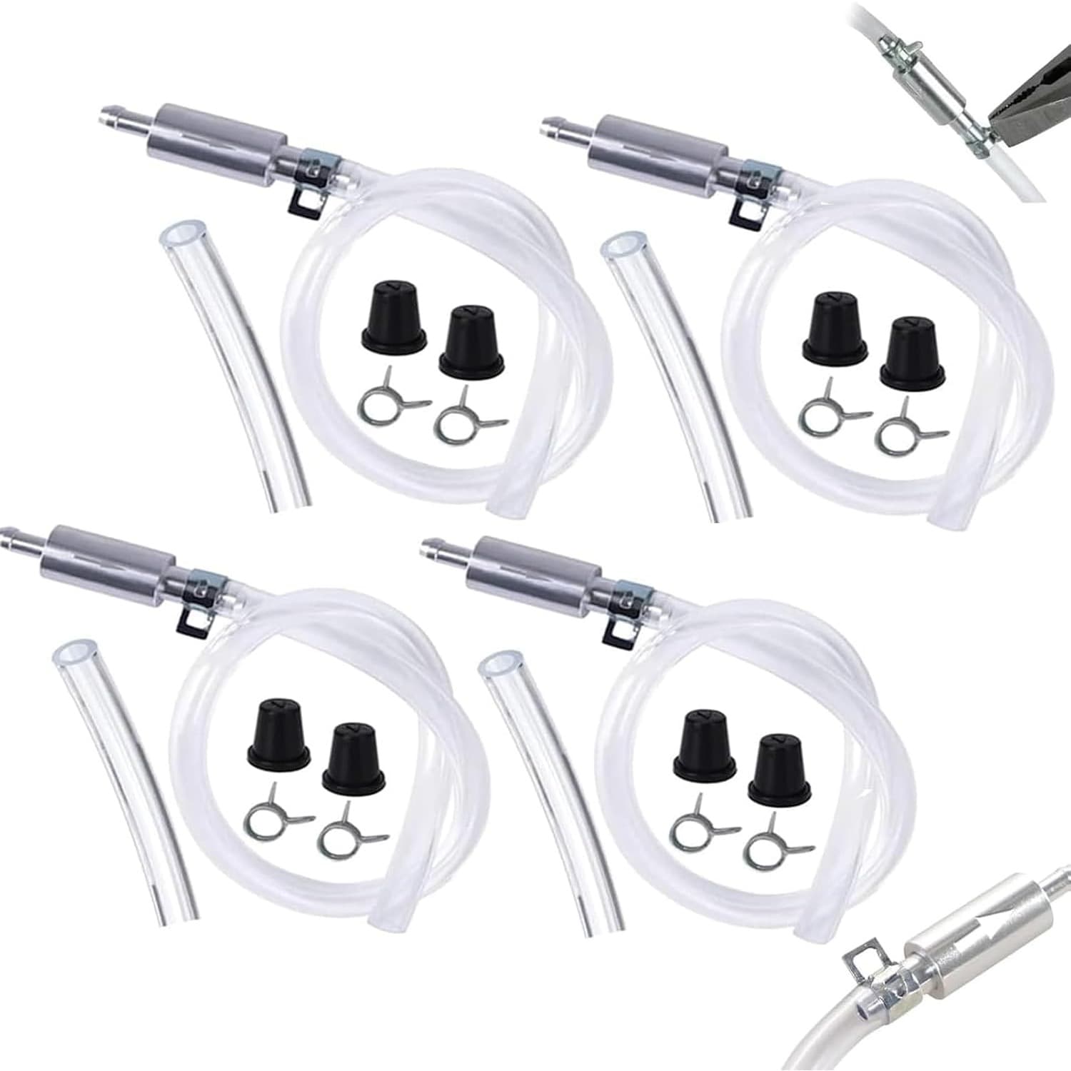 TEMU 4pcs Universal Brake Fluid Deflerator, Brake Bleed Hose, Bleeding Tools, Auto Motorcycle Clutch Check Valve Tube Deflation Tool Kit Hose With Metal Clamp (4pcs)