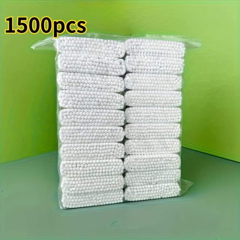 TEMU 1500 Bamboo Swabs - Head And Wooden Stick, For Beige With Mild , Ear Cleaning, Pet Care, Crafts - Bulk - For Family Travel Veterinarian Use Supplies Durable Structure Beauty L