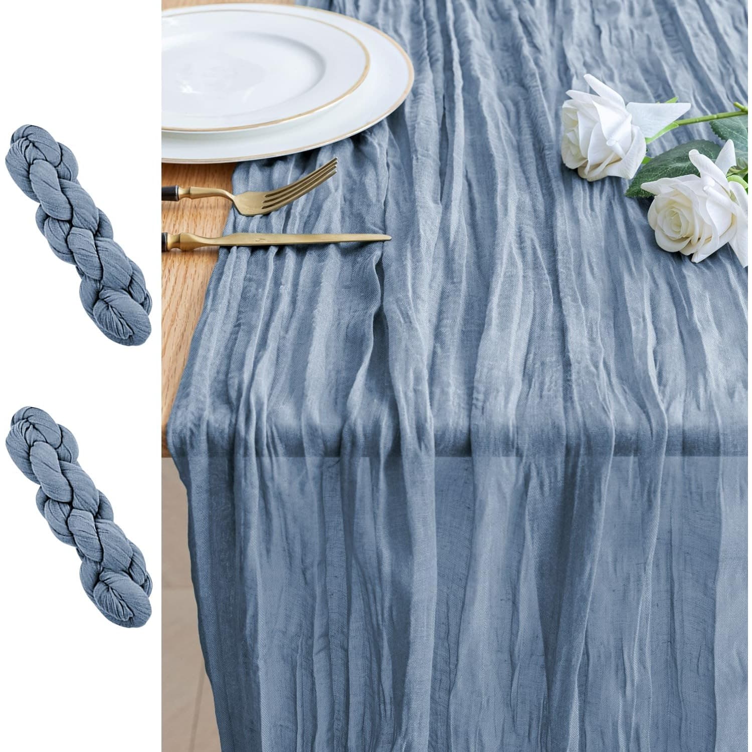 TEMU 2pcs Table Runner Cheesecloth 10ft Terracotta Boho Gauze Cheese Cloth Rustic Sheer Table Runners For Wedding Bridal Baby Shower Party Decoration