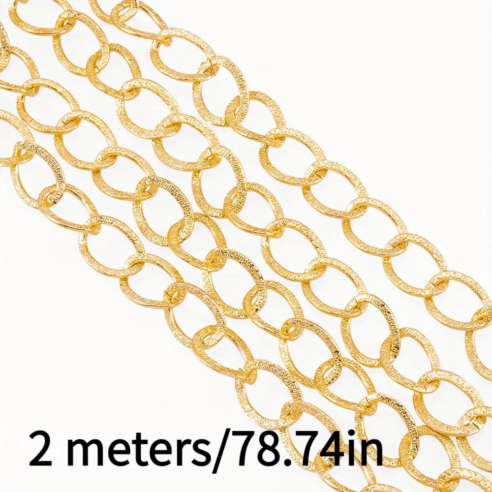 TEMU 2d Flat - 2 Meters Chain Bag With Batch Of Flowers O Shape Flat Round Chain Lightweight Aluminum Material Large Trend Dress Bag Chain, Wallet Making, Diy Wallet Making
