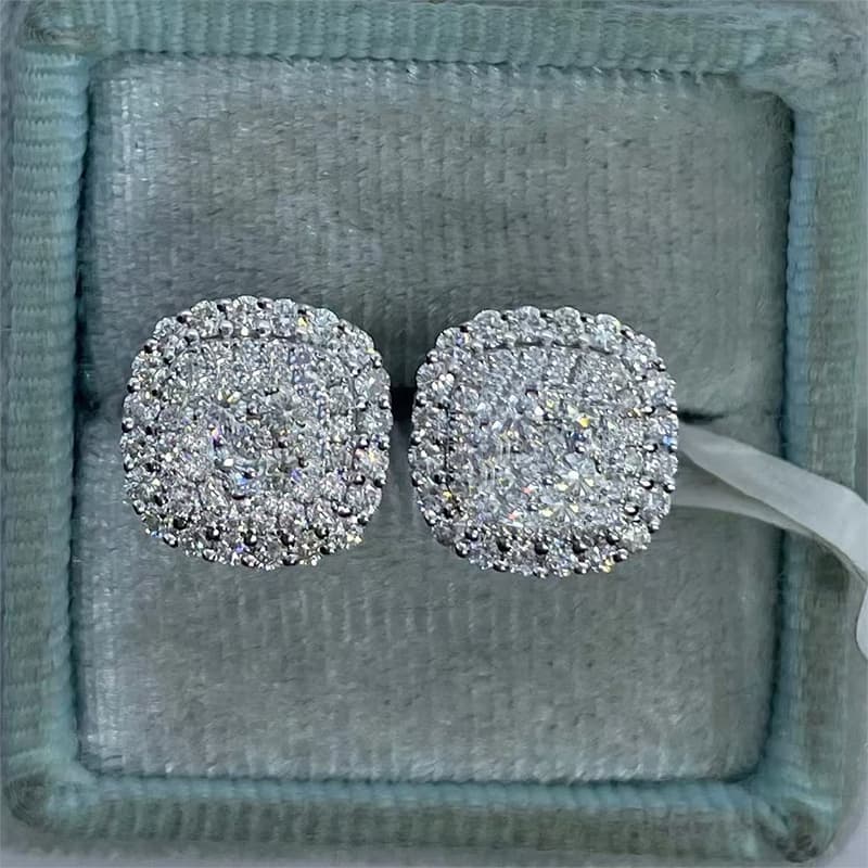 TEMU Men's Stud Earrings With Gemstones - Elegant Irregular Design For Valentine's Day, Anniversary, Birthday Gifts - Durable Party & Daily Jewelry, , Luxury Presentation