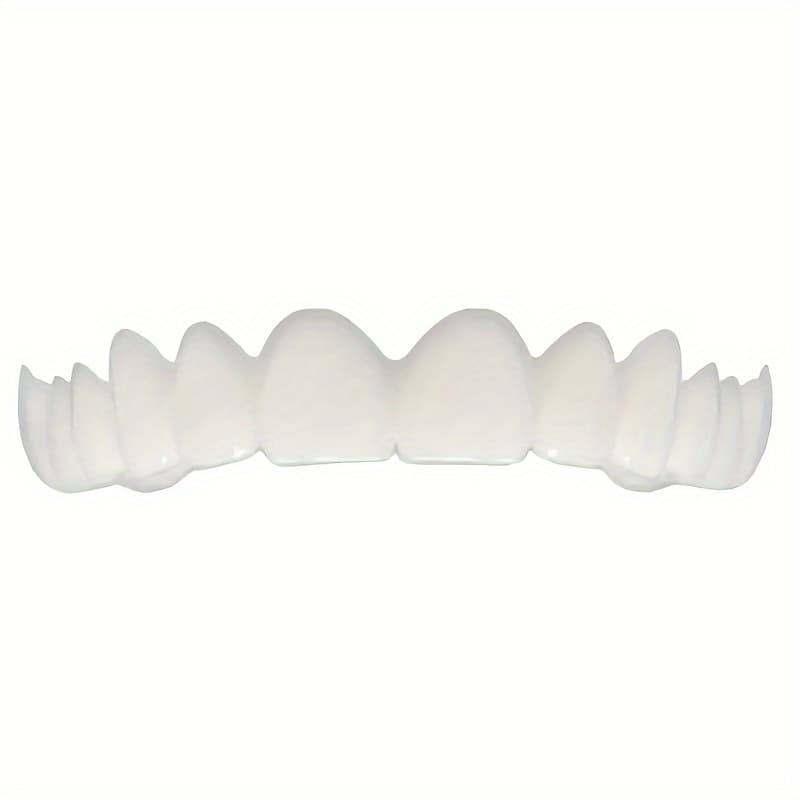 TEMU Two-piece Set, Comfortable And Flexible White Denture Veneers With Upper And Lower Denture Accessories, Suitable For Men And Women
