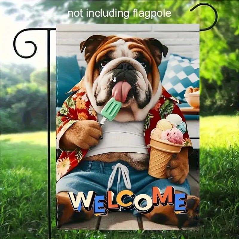TEMU Bulldog Flag - Double-sided Linen, Perfect For Christmas And Thanksgiving Outdoor Decor, 18x12 Inches