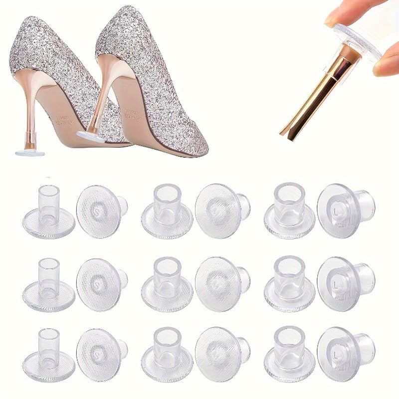 TEMU 18pcs Transparent High Heels Protector Soft Heel Cover, Suitable For Uneven Grass Ground And Slippery Floor Heel Repair, Can Prevent Sinking Grass