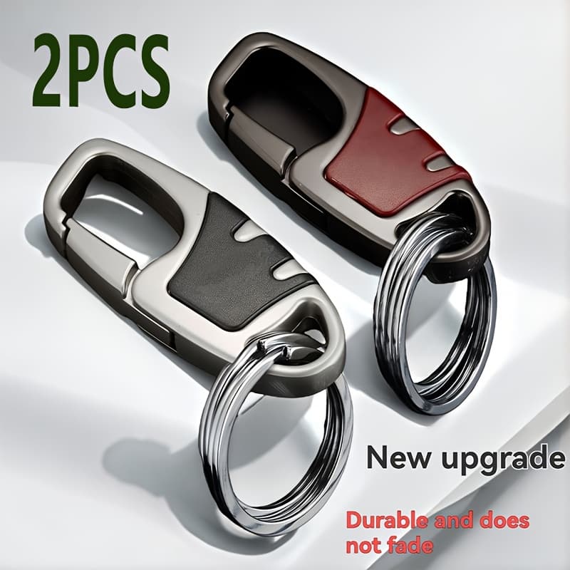 TEMU 2pcs Set Of High-end Keychains, Imported Waist-mounted Car Keychains, Business Keychains, Couple Pendant Keychains, Double-ring Keychains