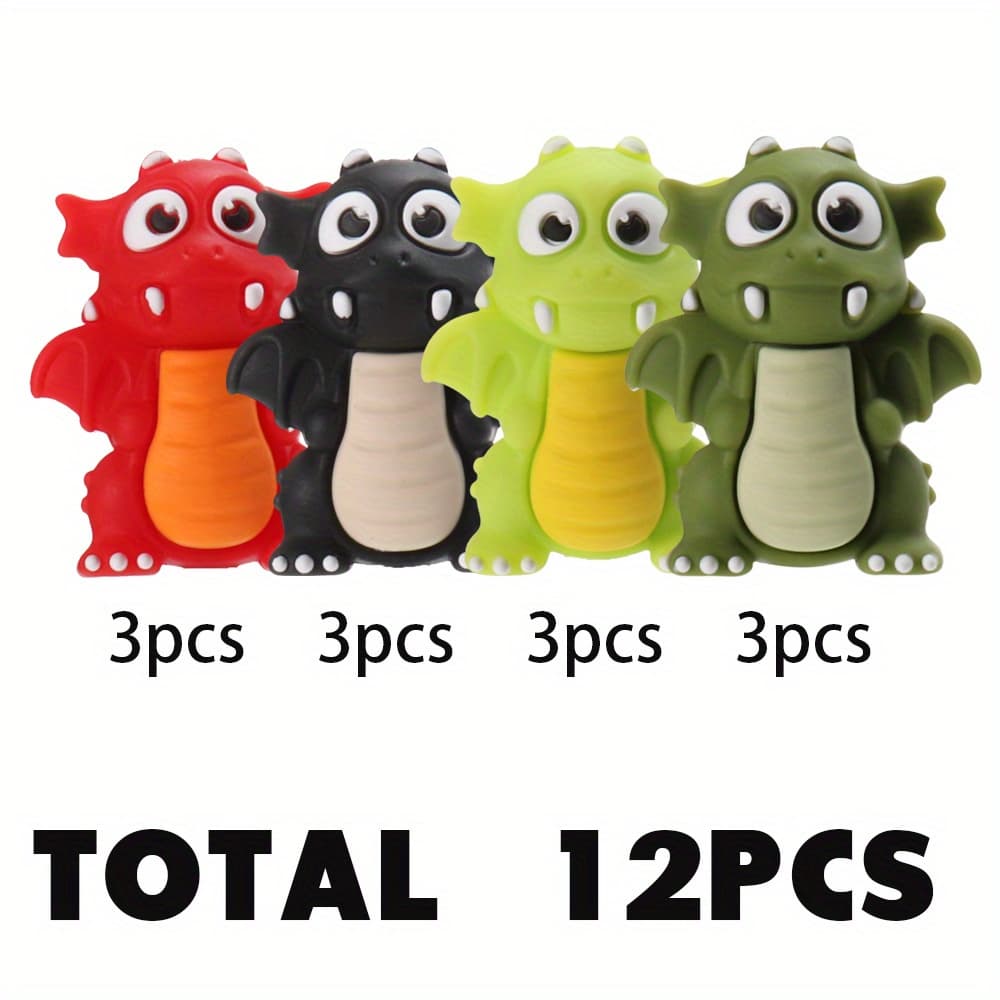 TEMU 12pcs Silicone Dinosaur Beads - Silicone Beads Charms For Diy Pens, Phone Strapes Crafts & Handmade Gifts