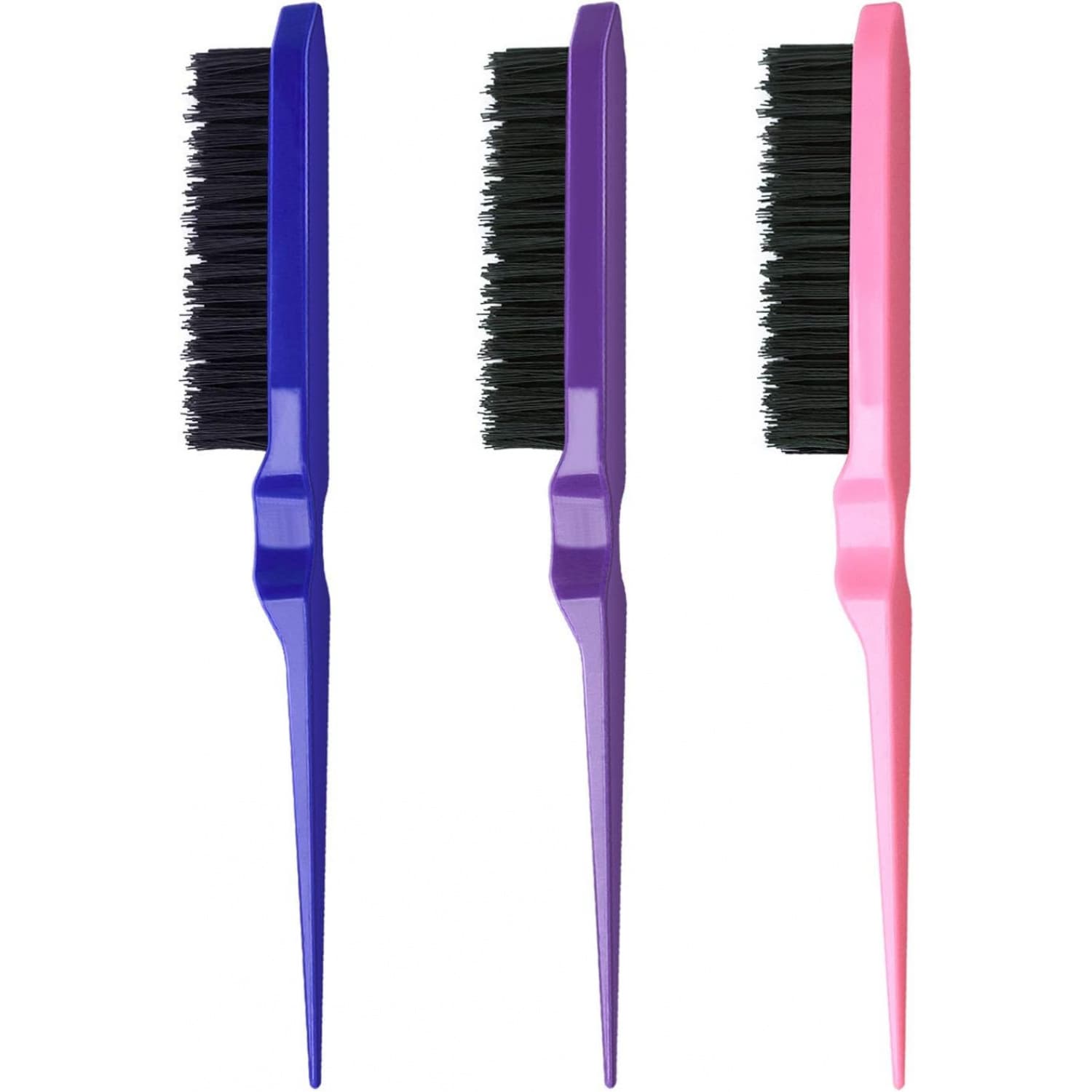 TEMU 3pcs Back Combing Brushes, Teasing Brushes 3 Row Bristle Hair Brush Fluffy Hair Brush Nylon Teasing Hair Brush For Salon Hair Care Scalp: Beauty Random Color