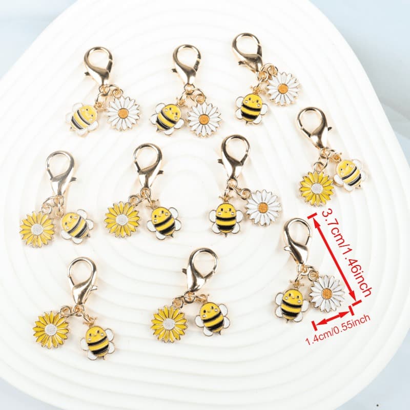 TEMU Gift For Her/him 10pcs Set Of Fantasy Daisy Keychains, Bee Pendant Inspirational Gift, Suitable For Bags And Apparel Accessories
