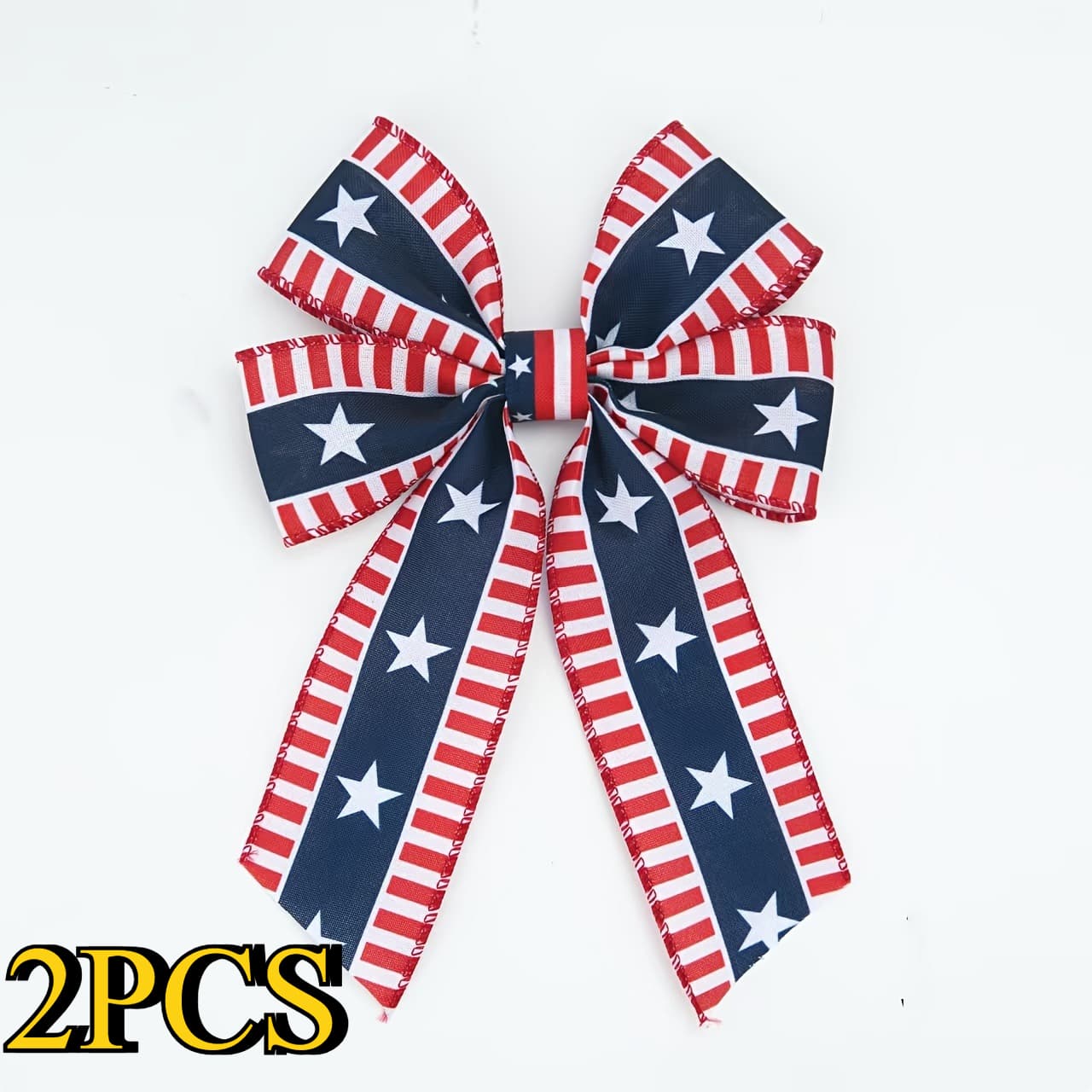 TEMU 2 Large Patriotic Bows And Ribbon Decorations- Red, White, And Flag Stripes, Day Hanging Door/wall Decorations, Garlands, Durable Polyester Fabric Ornaments For Indoor/outdoor Parties,