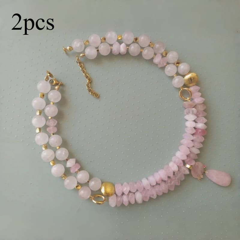 TEMU Bohemian Style Handmade Beaded Natural Stone Women's Neck Jewelry Crystal Necklace