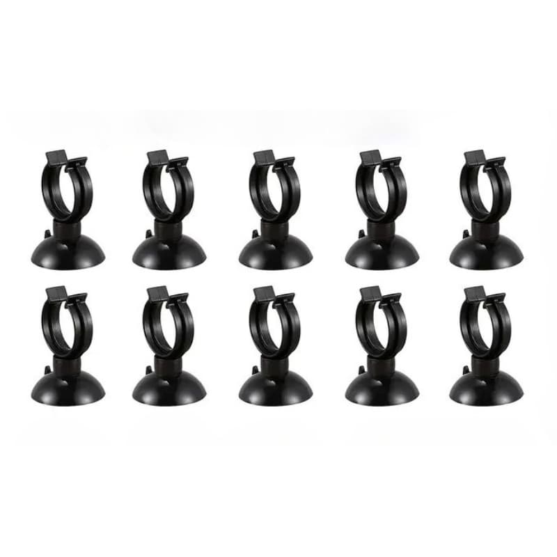 TEMU 10 Black Aquarium Suction Clamps | Durable Pvc And Pp Material, For Heaters, Tubing, Plants | Stylish Design, Sturdy Structure, Without Battery