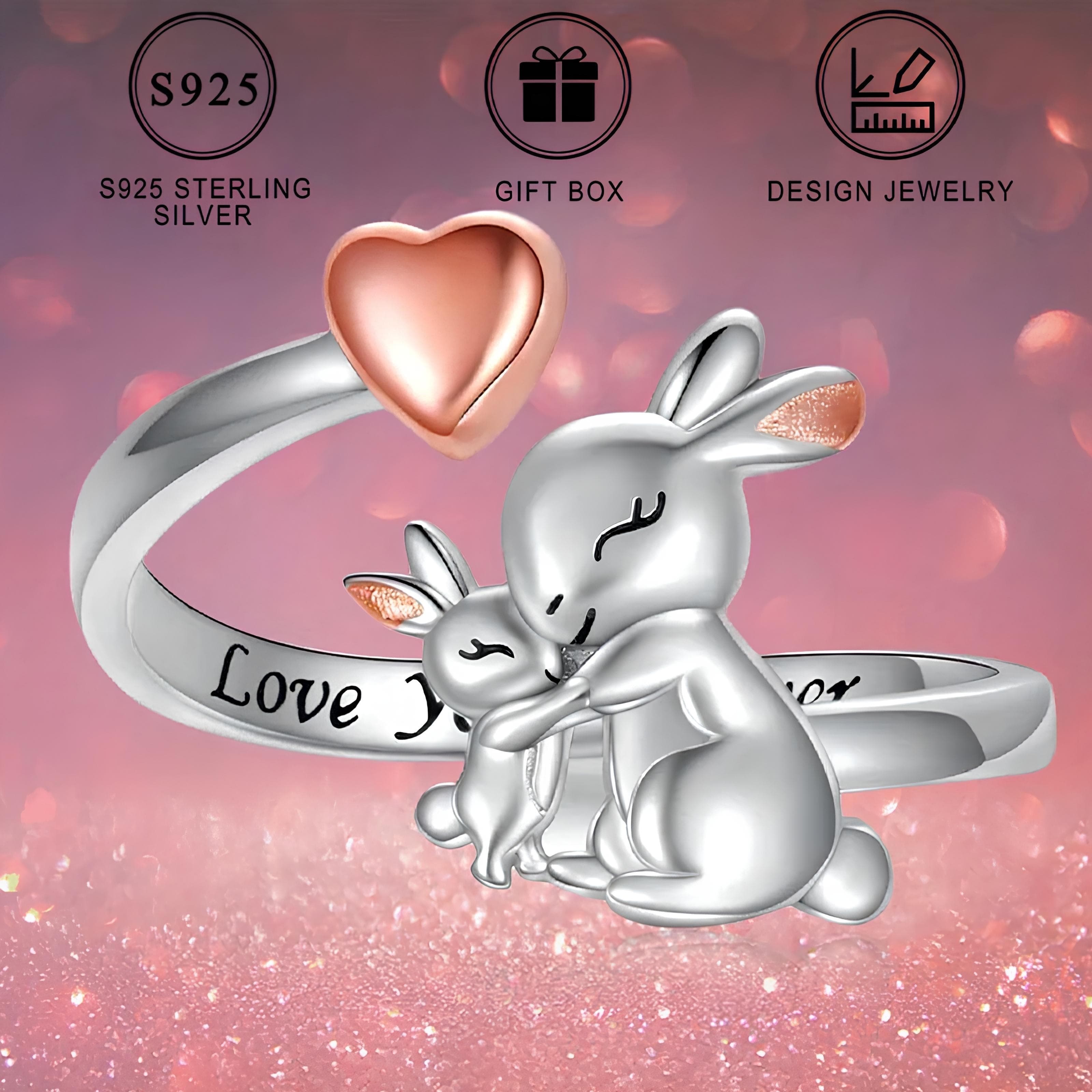 TEMU Easter Toys And Gifts, 925 Sterling Silver Adjustable Cute Bunny Ring, Gift For Women, Cute Gift For Daughter, Jewelry