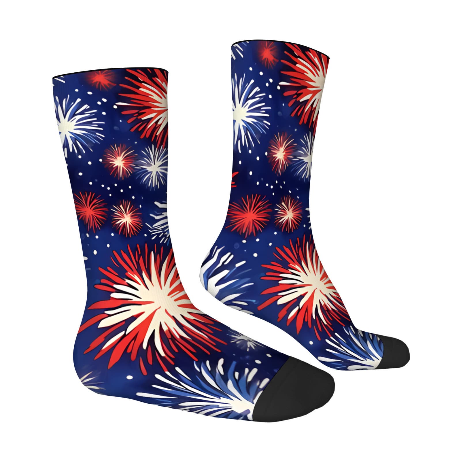 TEMU 1 Pair Firework Print Men's Mid-calf Socks, Patriotic Festive Style, Urban Punk Style, Fashion Trendy, Slight , Casual