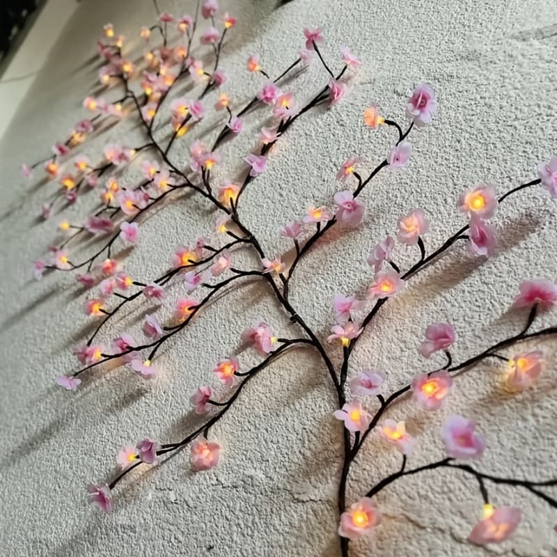 TEMU 1pc, Cherry Branch Led Light, Usb Powered, 8-mode Flashing Fairy Flower Ring Light, Suitable For Rooms, Walls, Wedding Parties, Etc., Halloween And Christmas Indoor Decorations