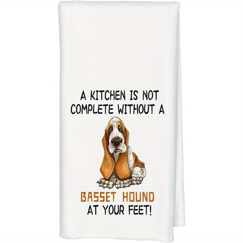 TEMU 1pc Basset Towel, 18x26 , Super Polyester, Tea Towel, , Decorative Reusable For And Dog Mom,