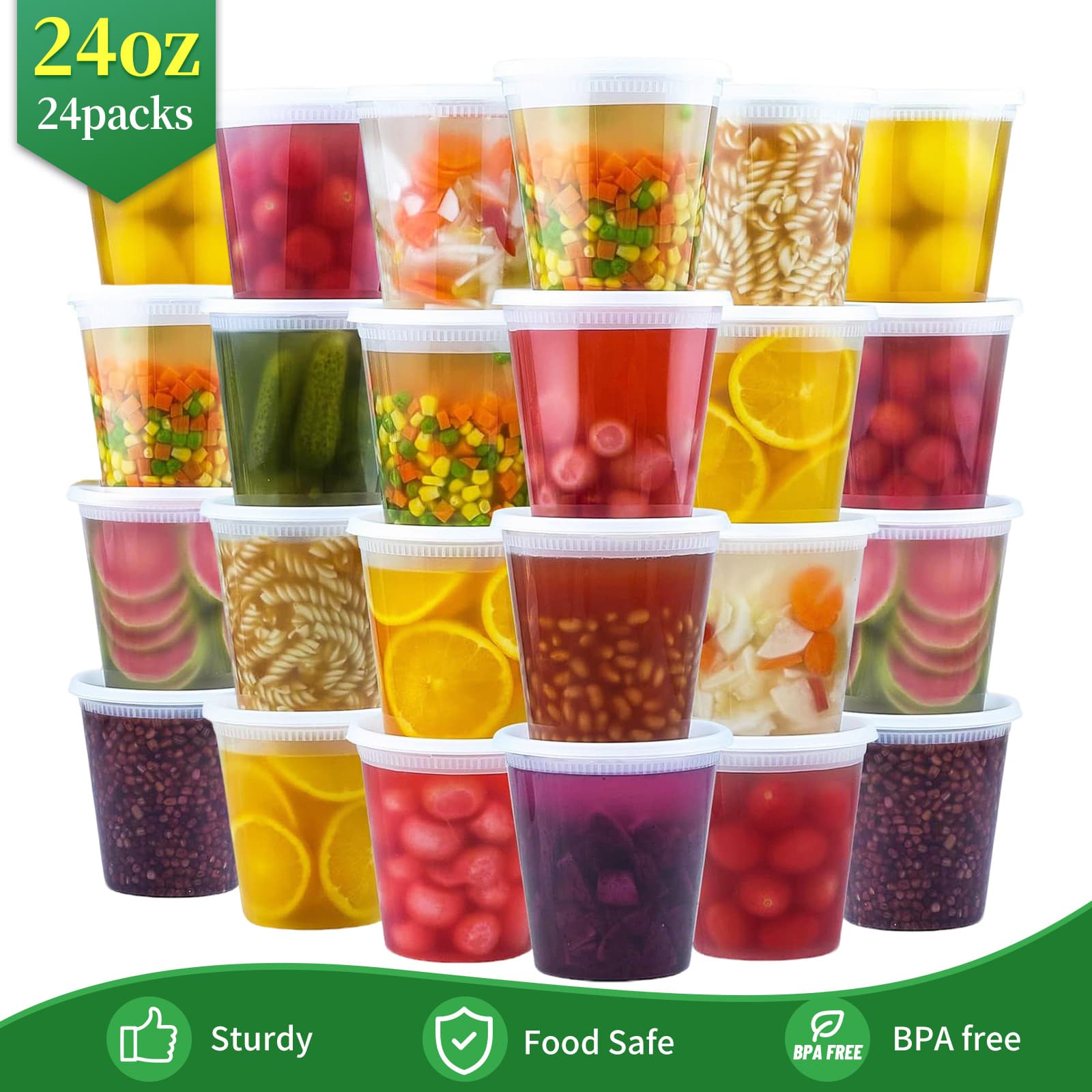 TEMU 24 Packs 24oz Bpa-free Durable Leakproof Containers With Lids Set - Microwave & Dishwasher & Freezer Safe Stackable Container, For Takeout Meal Preparation, Ready-to-eat Packaging Kit