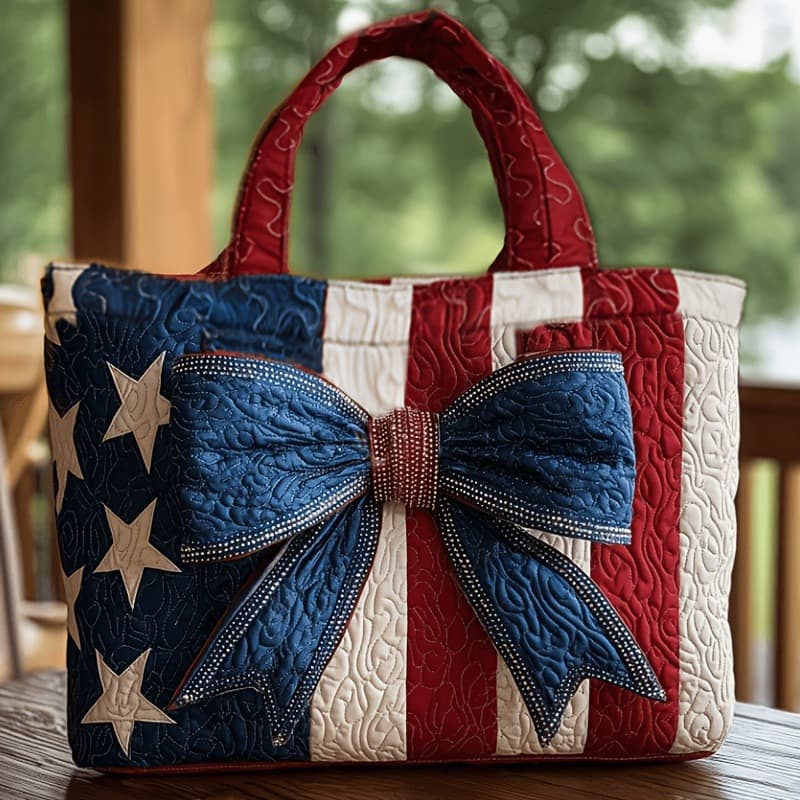TEMU 250th Anniversary Theme Tote Bag, Bowknot Design, Commemorative Gift Bag, Printed Tote Bag, And Casual Handbag