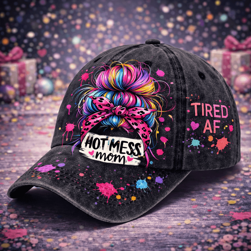 TEMU Mom Adjustable Baseball - Punk Messy Bun Themed Headpiece With Collectible Value, Colorful Hair Suitable For Casual Wear & , Fashion