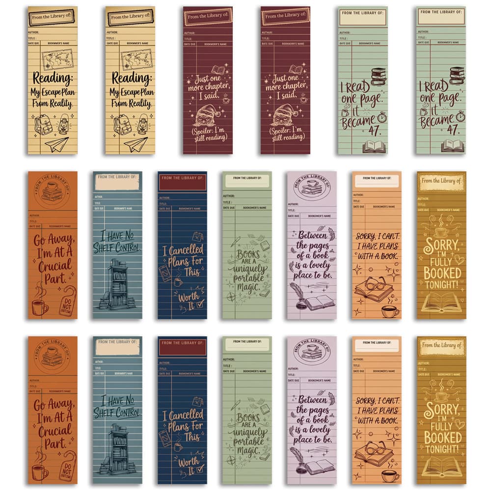 TEMU 20pcs Book Lover Gift Bookmarks - Library Card Style Funny Page Markers For Book Lovers, Gift For Readers &