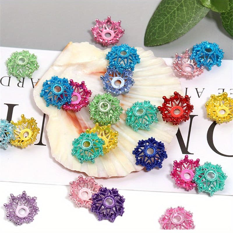 TEMU 40pcs 6x13mm Color Heavy Three-dimensional Alloy Hollow Holder Spacer Beads Ballpoint Pen Mobile Phone Chain Jewelry Additions Spacer Loose Beads