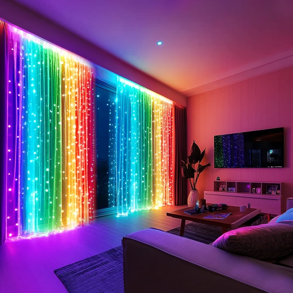 TEMU 300 Strings Of Colorful Rgb Party Lights | Covering A 9.8-foot Curtain For Weddings, Valentine's Day, Birthdays, Indoor And Outdoor Decorations - Plug And Play, Powered, Multi-