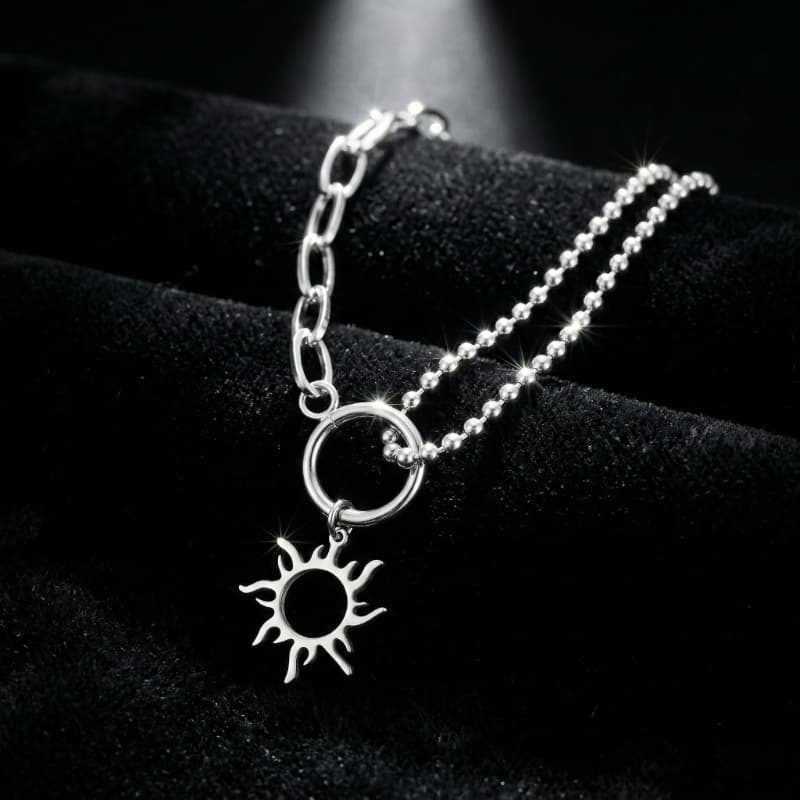 TEMU Vintage 316l Stainless Pendant Necklace For Women Men, Asymmetrical Paperclip & Ball Chain Choker, Non-tarnish Jewelry, Hip Hop Streetwear Aesthetic, Gift For Her/him