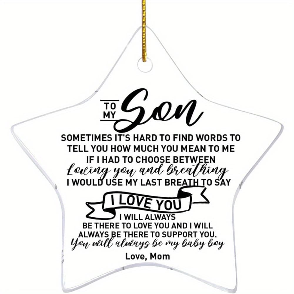 TEMU 2d Flat, Star-shaped Keepsake For Son - Message "you Will Be Boy" - Acrylic Christmas Ornament, Birthday & Graduation Gift From Mom, Gifts For Son, Contemporary Decor, Decorative Font, Sentiment