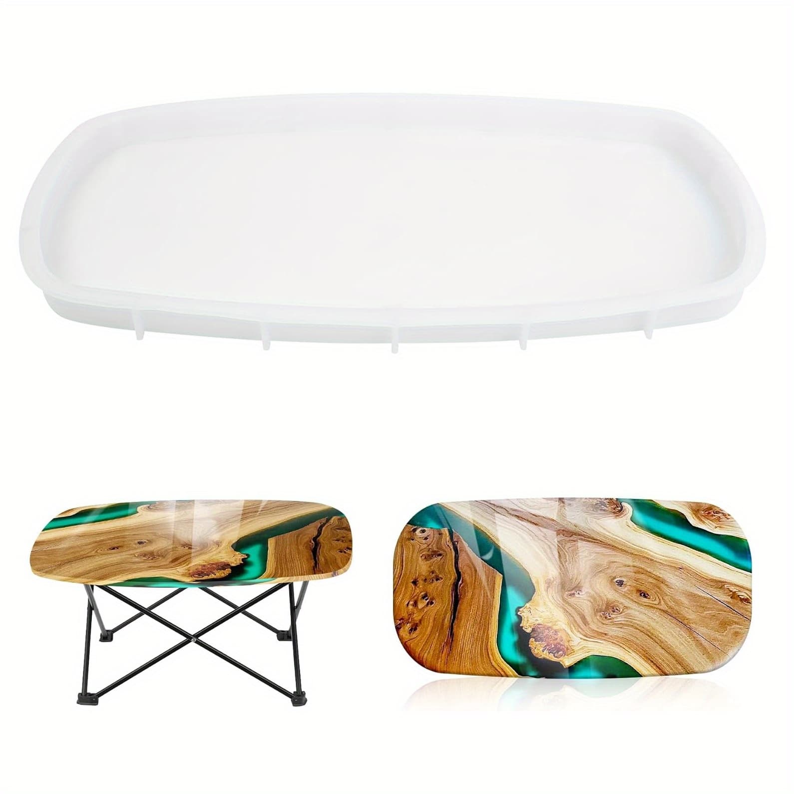 TEMU Extra-large Oval Epoxy Resin Silicone Mold - Reusable Mold, Suitable For River Tables, Cutting Boards, Decoration - Durable And Flexible, Not Easy To Demold, For Electrical Design