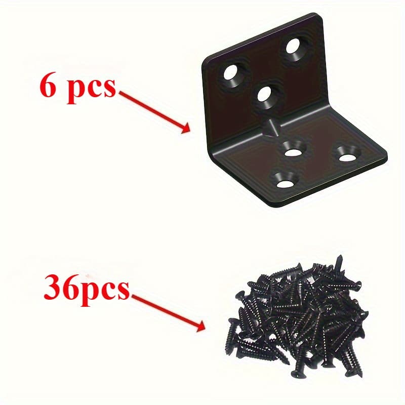 TEMU 42pcs Heavy Duty Black Stainless Steel L-shaped Shelf Brackets With Screws - Adjustable, Waterproof And Rust-resistant