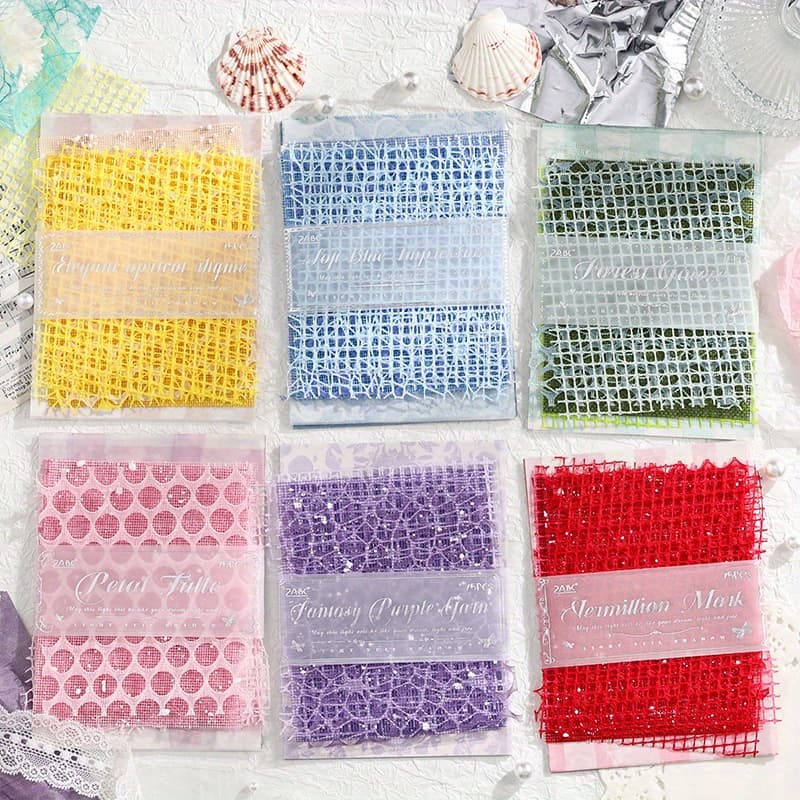 TEMU 90pcs Multicolor Mesh Lace Pattern Paper Material Paper, Pattern Decorative Paper Aesthetic Paper Paper Kit For Journal Scrapbooking Decoration Diy Crafts (15 Sheets/ Pack, 6pcs)