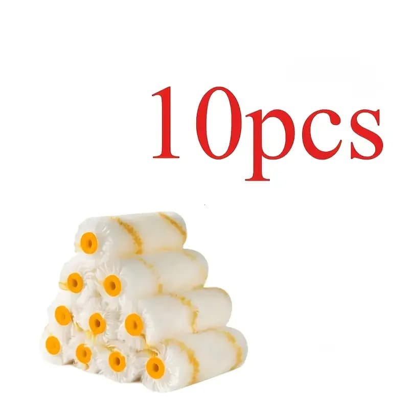 TEMU 10pcs Set Of Roller Brush Head Replacement Kits, Including 4-inch Microfiber Paint Roller, High Absorbency, Mini Fabric Roller Set, Suitable For Wall, Trim, Door, And Cabinet Applications