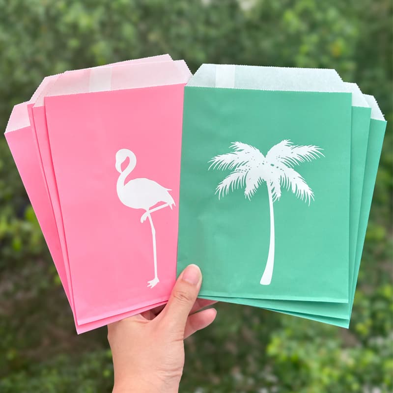 TEMU 30pcs 5.1x7.1 Inch/13x18 Cm Dark And Mint Tree Flat Paper Bags, Tree Pattern Gift Packaging Bags For Summer Party Wedding Birthday Event, Decorative Favor Bags
