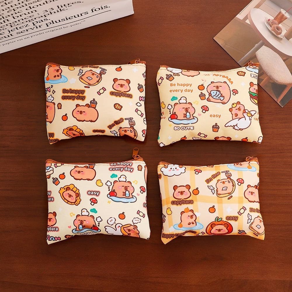 TEMU Set Of 4, Styles , High-value Capybara Coin Purse, Cute Mini Earphone Lipstick Bag, Cartoon Capybara Portable Storage Bag